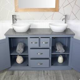Grey Painted Bathroom Vanity Unit Cabinet Quartz & White Ceramic Basin 603Ggqcbc - thumbnail 2