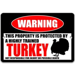 Turkey Warning Sign, Funny Farm Metal Wall Art, Coop Decor