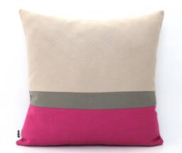 Fuchsia, Dark Grey & Stone Colorblock Pillow Cover - All Sizes, Home Gifts For You - thumbnail 1