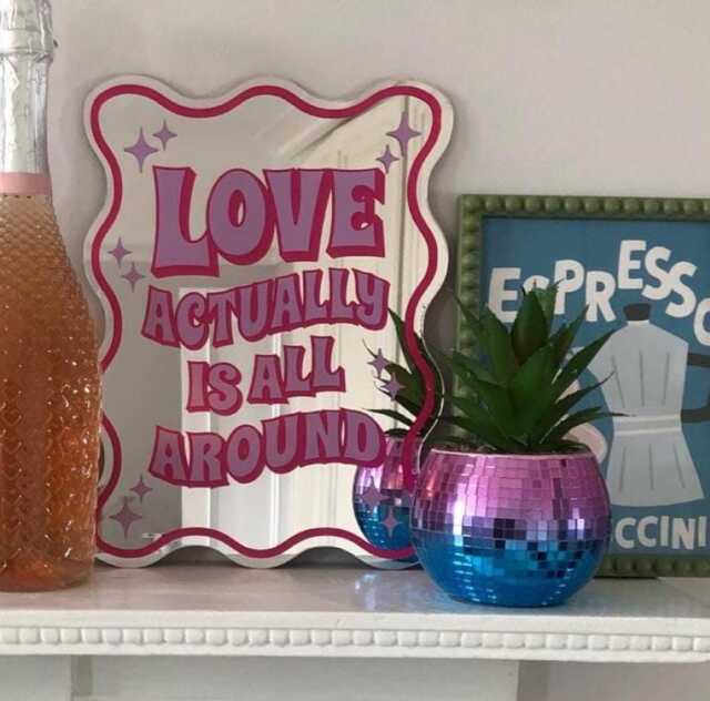 Love Actually Is All Around Mirror, Affirmation Mirrors, Positivity Quotes On Decals, Dopamine Design - image 1