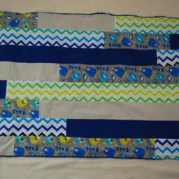 Monster Patchwork Baby Boy Blanket - Blue Gray & Green, Blanket, Nursery Decor, Shower Gift, Minky - thumbnail 3