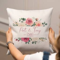 Personalised Anniversary Cushion - Floral Gift - thumbnail 1