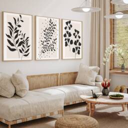 Neutral Wall Prints, Botanical Bedroom Line Art, Beige Home Decor, Hand Drawn Plants, Set Of 3 Prints A2 - thumbnail 2