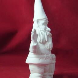 Ceramic Unpainted Waving Happy Garden Gnome With Barrel - 10 Inches, Lawn Or Garden Gnome, Outdoor Indoor - thumbnail 3