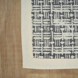 Printed Cotton Rug, Gray Color, Basket Weave Print, 100% Cotton, Size 24x36 Inches - thumbnail 3