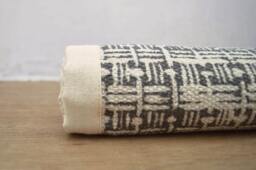 Printed Cotton Rug, Gray Color, Basket Weave Print, 100% Cotton, Size 24x36 Inches - thumbnail 1