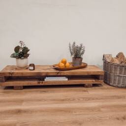 Rustic Solid Wood Tv Unit Viot Low Media Console - thumbnail 3