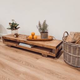 Rustic Solid Wood Tv Unit Viot Low Media Console - thumbnail 2