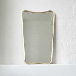 Art Deco Inspired Freeform Wall Mirror With Brass Frame - Vintage N.2