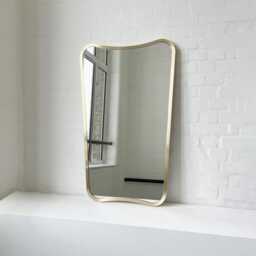 Art Deco Inspired Freeform Wall Mirror With Brass Frame - Vintage N.2 - thumbnail 2