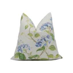 Colefax & Fowler - Summerby Cotton Blue/Green- Classic Gentle Floral Designer Cushion Cover Luxury Throw Pillow Handmade - thumbnail 1