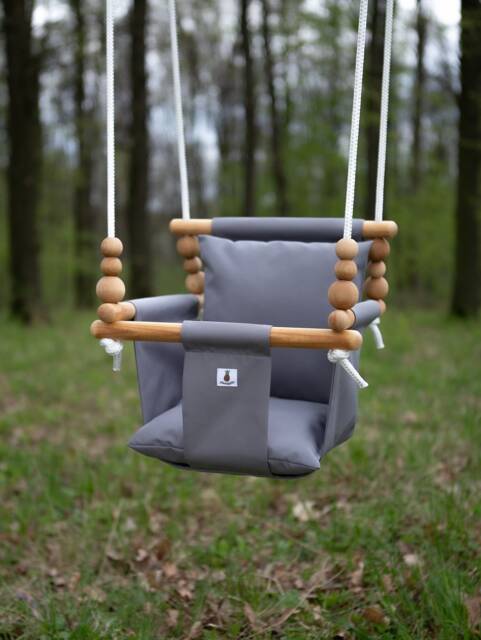 Baby Swing, Schaukel, Indoor Outdoor, Kinderschaukel, Balan??oire, Fabric High Back Babygift, Birthday Gift, Handmade Toy Dark Grey - image 1