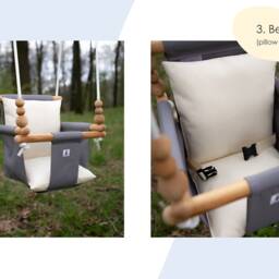 Baby Swing, Schaukel, Indoor Outdoor, Kinderschaukel, Balan??oire, Fabric High Back Babygift, Birthday Gift, Handmade Toy Dark Grey - thumbnail 4