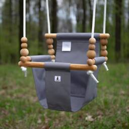 Baby Swing, Schaukel, Indoor Outdoor, Kinderschaukel, Balan??oire, Fabric High Back Babygift, Birthday Gift, Handmade Toy Dark Grey - thumbnail 2