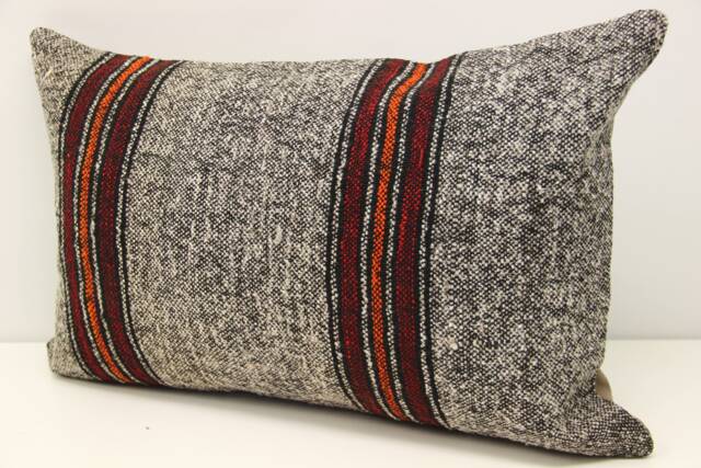 Turkish Kilim Lumbar Pillow Cover, Wool & Cotton - 16x24 Inch - image 1