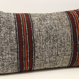 Turkish Kilim Lumbar Pillow Cover, Wool & Cotton - 16x24 Inch - thumbnail 3