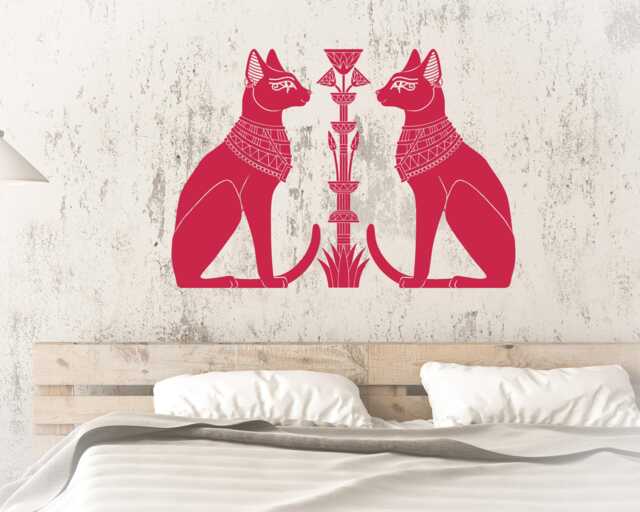 Egyptian Cats Vinyl Wall Decal Bastet Creative Idea Room Home Decor Stickers Mural - #2660Di - image 1