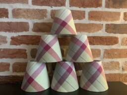 Tartan Candle Clip Lampshades - Burnt Orange Tartan, Duck Egg Berry - thumbnail 1