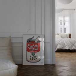 Surf Art Print Warhol Style Soup Can With Surfboard - thumbnail 2