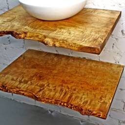 Wood Sink Shelf, Double Vanity Bathroom Storage, Under Housewarming Gift, Unique Wall Countertop - thumbnail 2