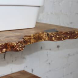 Wood Sink Shelf, Double Vanity Bathroom Storage, Under Housewarming Gift, Unique Wall Countertop - thumbnail 3