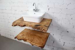Wood Sink Shelf, Double Vanity Bathroom Storage, Under Housewarming Gift, Unique Wall Countertop