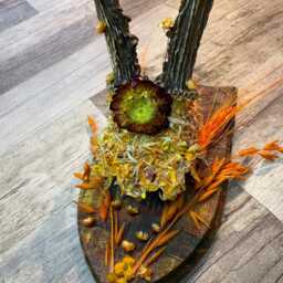 Dried Flowers Decorated Deer Skull Wall Decor Responsibly Sourced Orange Yellow - thumbnail 3