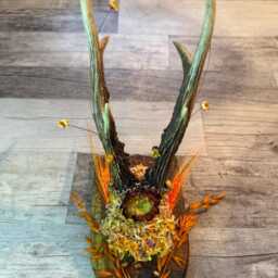 Dried Flowers Decorated Deer Skull Wall Decor Responsibly Sourced Orange Yellow - thumbnail 2