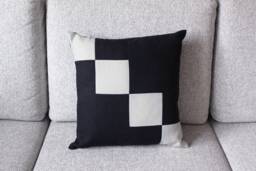 Decorative Linen Pillow Cover, Black & White Sofa Cushion Case, Eco-Friendly Home Decor - thumbnail 1