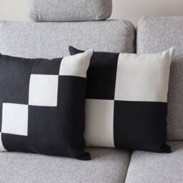 Decorative Linen Pillow Cover, Black & White Sofa Cushion Case, Eco-Friendly Home Decor - thumbnail 2