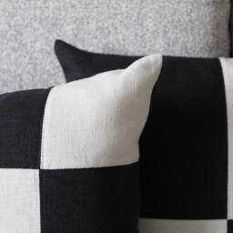 Decorative Linen Pillow Cover, Black & White Sofa Cushion Case, Eco-Friendly Home Decor - thumbnail 3