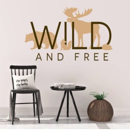Wild & Free Wall Art, Woodland Animals Nursery Decor, Forest Vinyl Decals, Creatures Moose Fox Bear Hedgehog Sticker, Outdoor Nature Quote - thumbnail 2