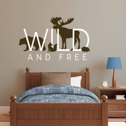 Wild & Free Wall Art, Woodland Animals Nursery Decor, Forest Vinyl Decals, Creatures Moose Fox Bear Hedgehog Sticker, Outdoor Nature Quote - thumbnail 3