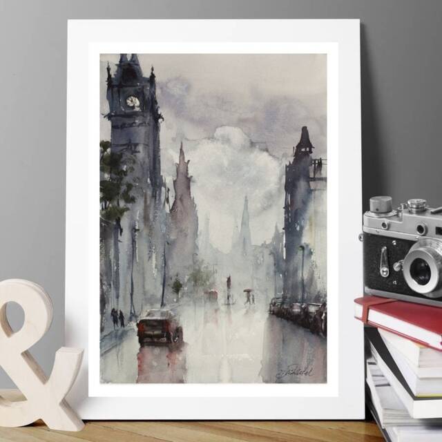 Edinburgh - Art Print Of My Original Watercolour Painting. Limited Edition 100 Prints - image 1