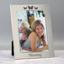 Personalised Mummy Silver Photo Frame Butterfly Gift Ideas For Mother's Day Birthday Christmas New Mum Memories 4x6 5x7 Engraved - thumbnail 1