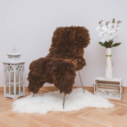 Natural Brown Sheepskin Rug, Real Sheepskin Carpet, Genuine Throw, Cottage Decor Fur Rug, Christmas Home Throw Rug - thumbnail 1