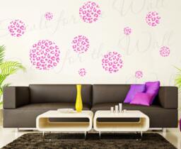 Leopard Pattern Circles Wall Decals Vinyl Graphic Cheetah Animal Print Art Sticker Large Decoration Sign Decor Mural G22 - thumbnail 1