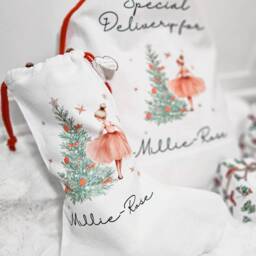 Personalised Christmas Special Delivery Stocking, First Family Stocking Set, Sugar Plum Fairy, Girl Gifts - thumbnail 2