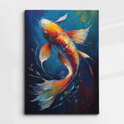 Bright & Colorful Fish Animal Abstract Paint Splash Modern Painting Wall Art, Framed Canvas Poster Print, Home Office Room Decor, Gift - thumbnail 3