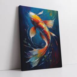 Bright & Colorful Fish Animal Abstract Paint Splash Modern Painting Wall Art, Framed Canvas Poster Print, Home Office Room Decor, Gift - thumbnail 2
