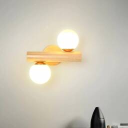 Contemporary Nordic Wall Lamp Solid Wood With White Glass Ball Fixture , Swivel Lamp - thumbnail 3