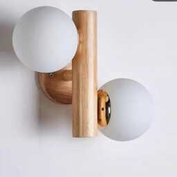 Contemporary Nordic Wall Lamp Solid Wood With White Glass Ball Fixture , Swivel Lamp - thumbnail 2