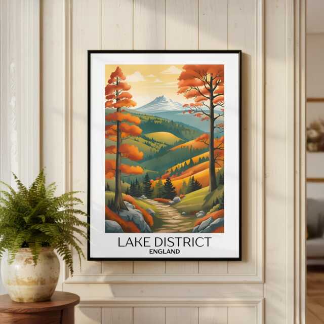 Lake District Wall Print, Cumbria Travel Poster, Europe Kitchen Art, Glossy Print - image 1