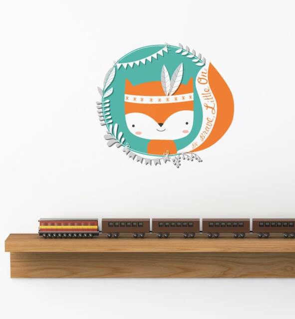 Tribal Fox Teal Wall Sticker Decal - Nursery Stickers, Animal Decals, Home Decor, Baby Room, Art, Girl, Boy