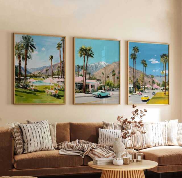 Set Of 3 Palm Springs Posters, California Travel Prints, Wall Art Sets, Desert Decor Modern Retro Prints - image 1