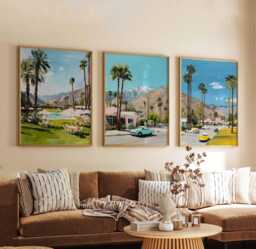 Set Of 3 Palm Springs Posters, California Travel Prints, Wall Art Sets, Desert Decor Modern Retro Prints - thumbnail 1