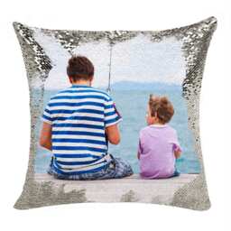 Personalized Photo Sequin Pillow - Custom Father's Day Gift - thumbnail 1