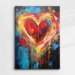Beautiful Love Heart Burst Modern Abstract Oil Painting Style Wall Art, Framed Canvas Poster Print, Home Kitchen Office Room Decor, Gifts - thumbnail 3