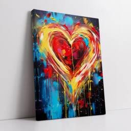 Beautiful Love Heart Burst Modern Abstract Oil Painting Style Wall Art, Framed Canvas Poster Print, Home Kitchen Office Room Decor, Gifts - thumbnail 2