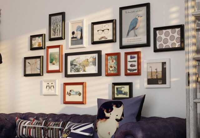 15 Pieces Solid Wood Picture Frame Set Retro Photo Combination Gallery Wall Decoration - image 1